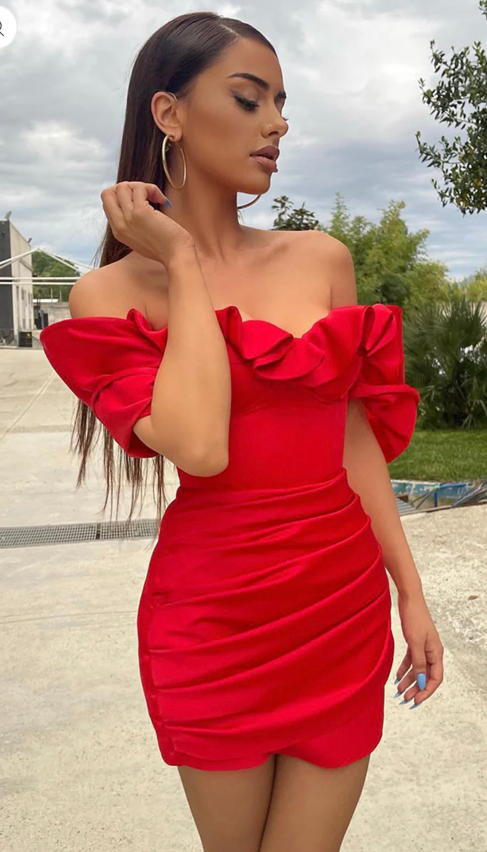 Advbridge Sexy Off Shoulder Backless Slim Mini Dress Women Elegant Flower Petal Design Solid Party Dress Fashion Waist Hip Wrap Dress.