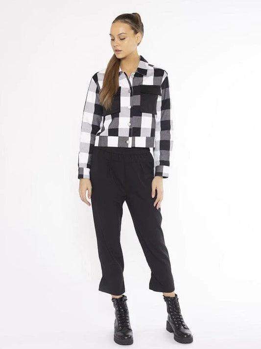 Gingham Check Pattern Jacket with Pockets