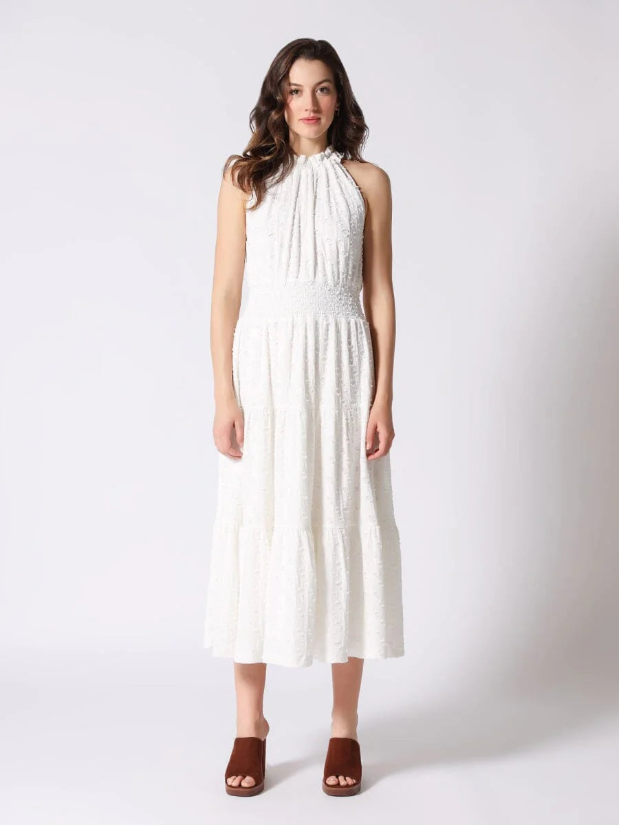 Halter-Neck Sleeveless Perforated Dress w/ Lining