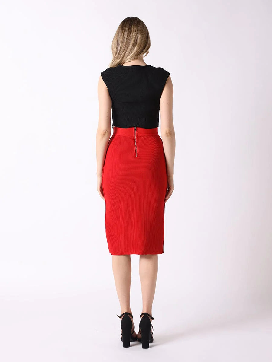 High-Waisted Solid Bodycon Pencil Bandage Skirt