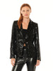 Long Sleeve Lapel Collared Sequin Blazer Jacket