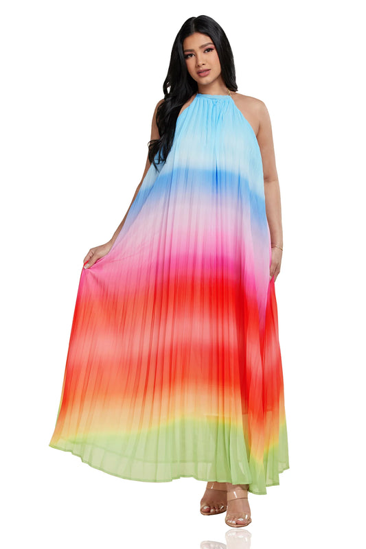 Ombre Chiffon Halter Maxi