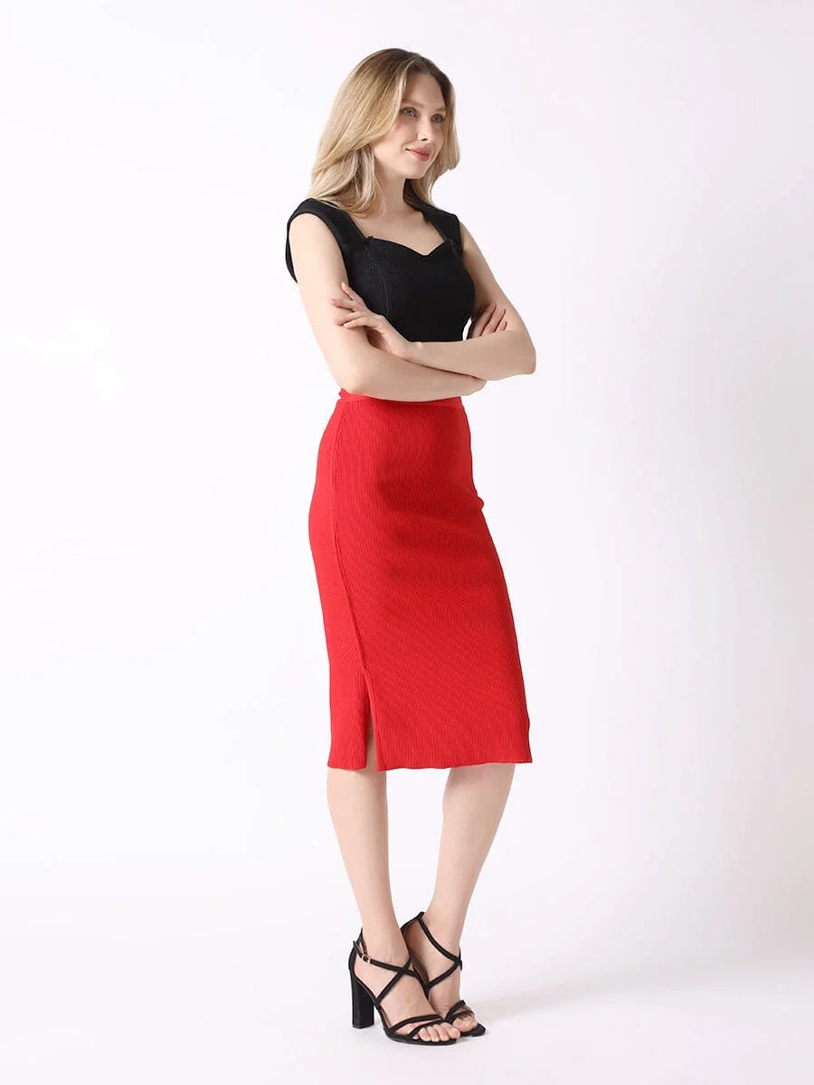High-Waisted Solid Bodycon Pencil Bandage Skirt