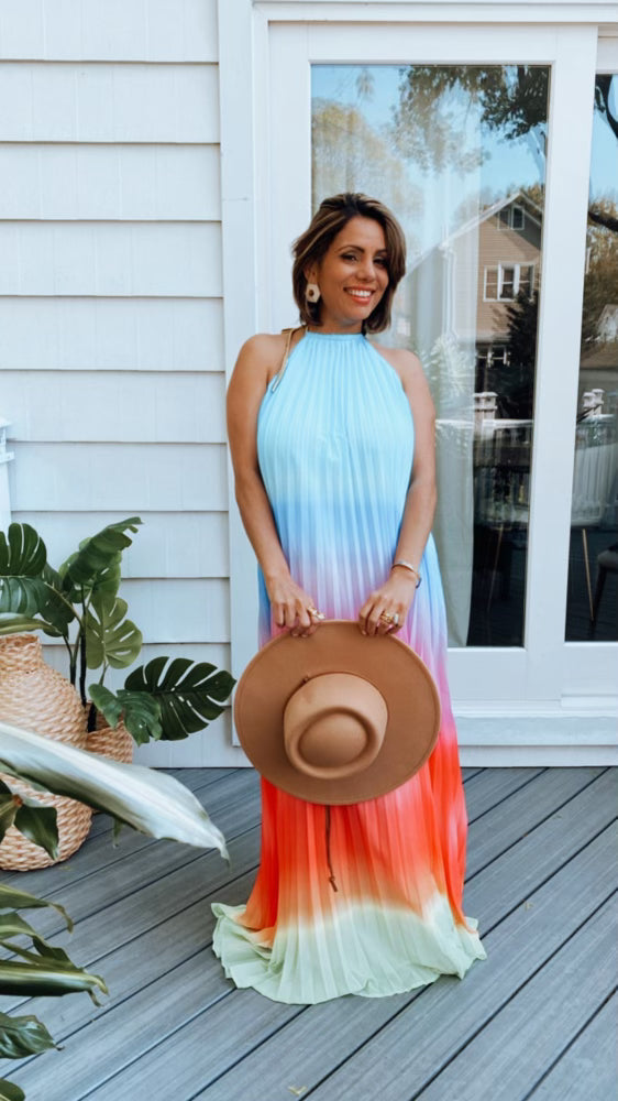 Enchanted Ombre Pleated Maxi Dress