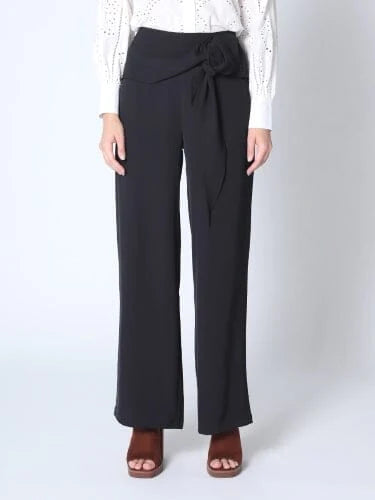 Slacks with Flowing Waist Bow