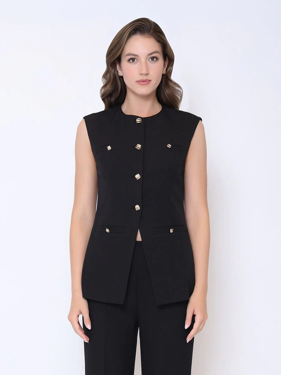 Sleeveless Breasted Waistcoat Vest