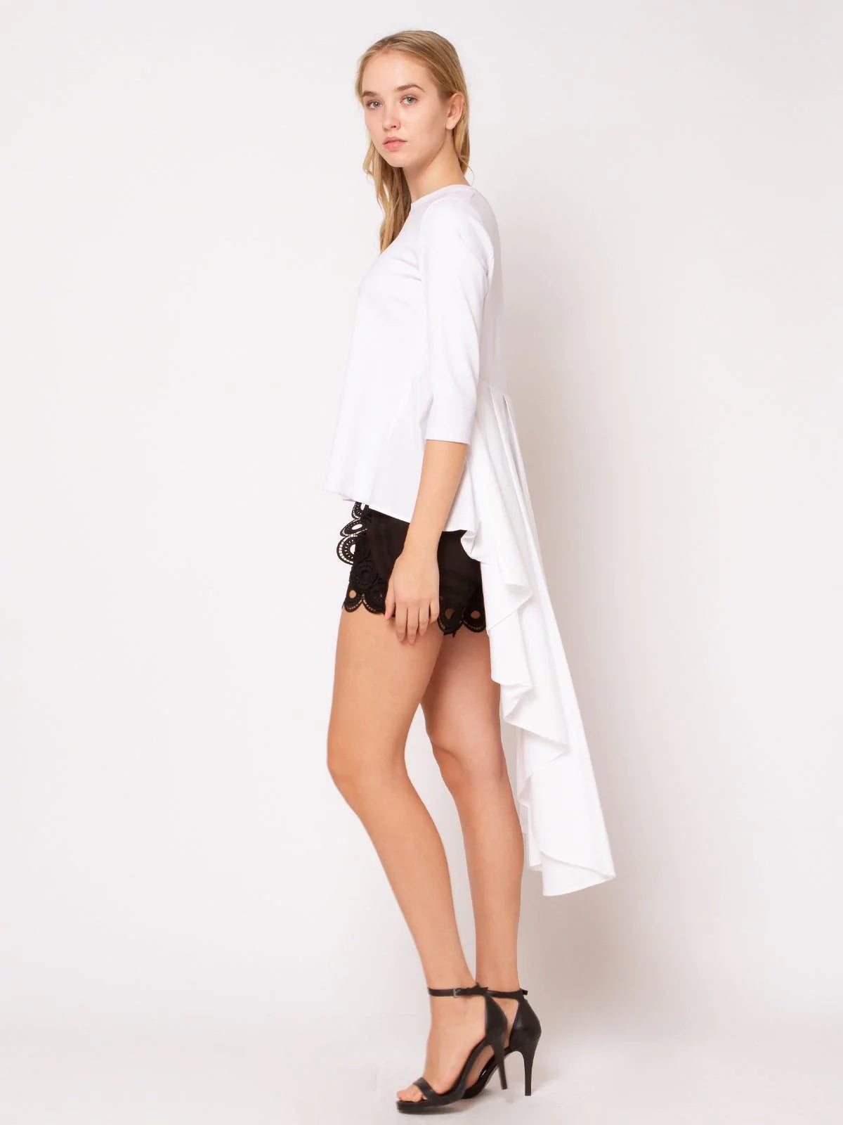 High-Low Midi Sleeves Back Tuck Top