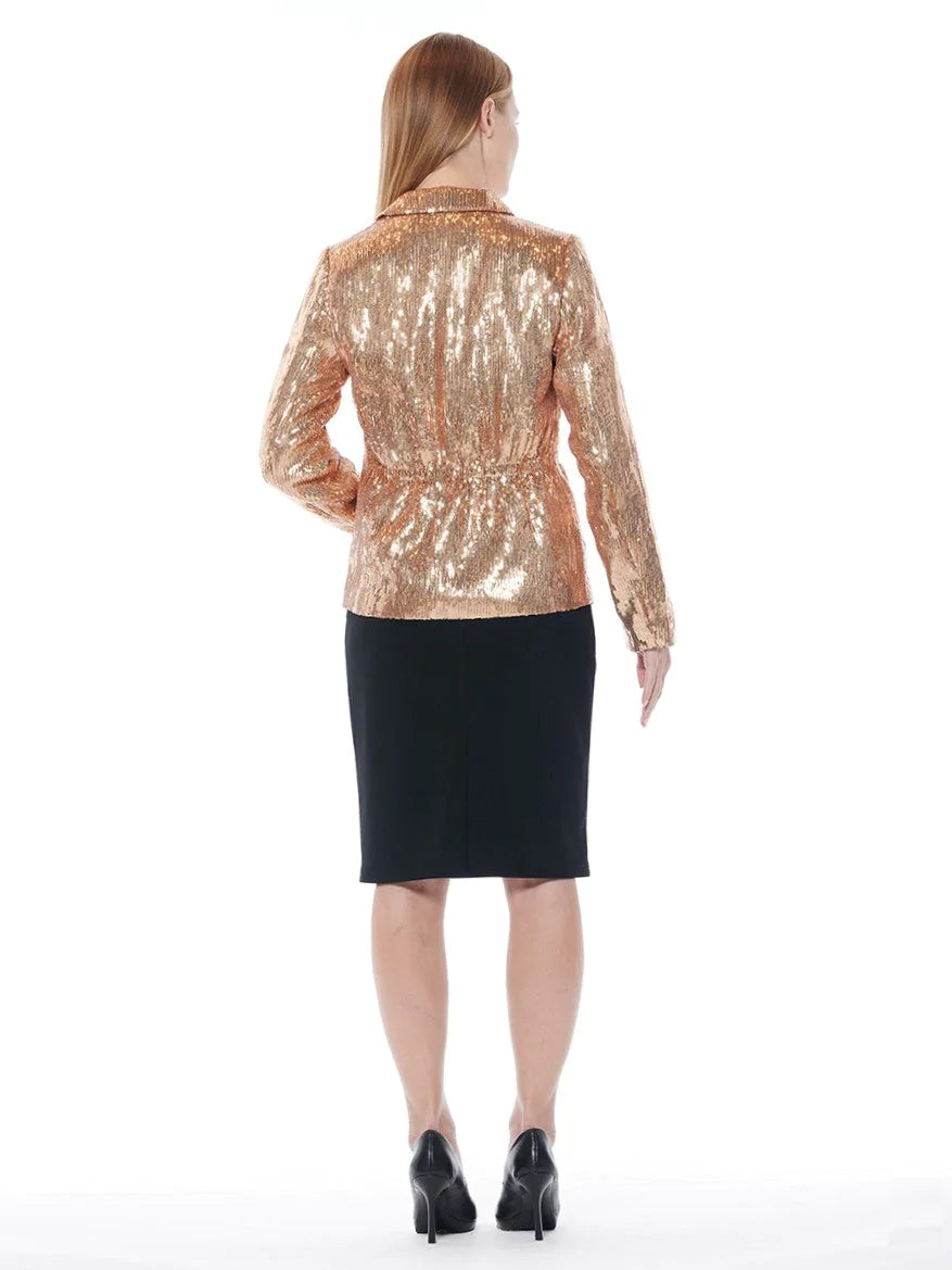 Long Sleeve Lapel Collared Sequin Blazer Jacket