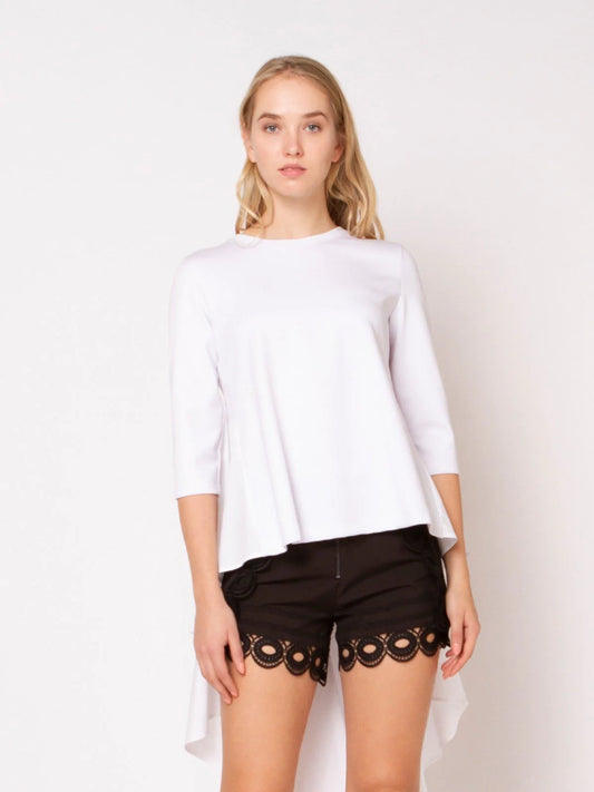 High-Low Midi Sleeves Back Tuck Top