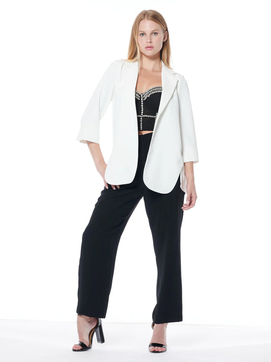 Oversized 3/4 Sleeve Notch Lapel Blazer